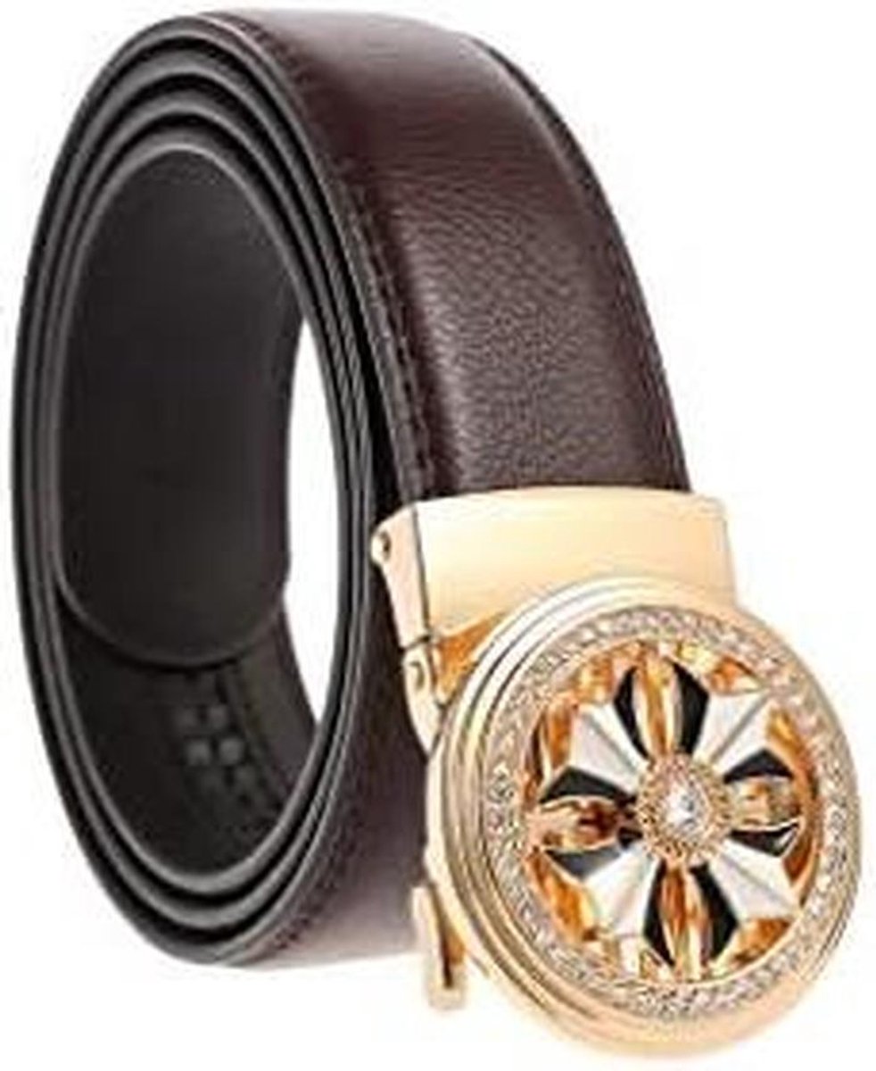 Heren Riem - Automatische Gesp - Dagelijks Gebruik - Echt Leer - 116 cm - Zwart