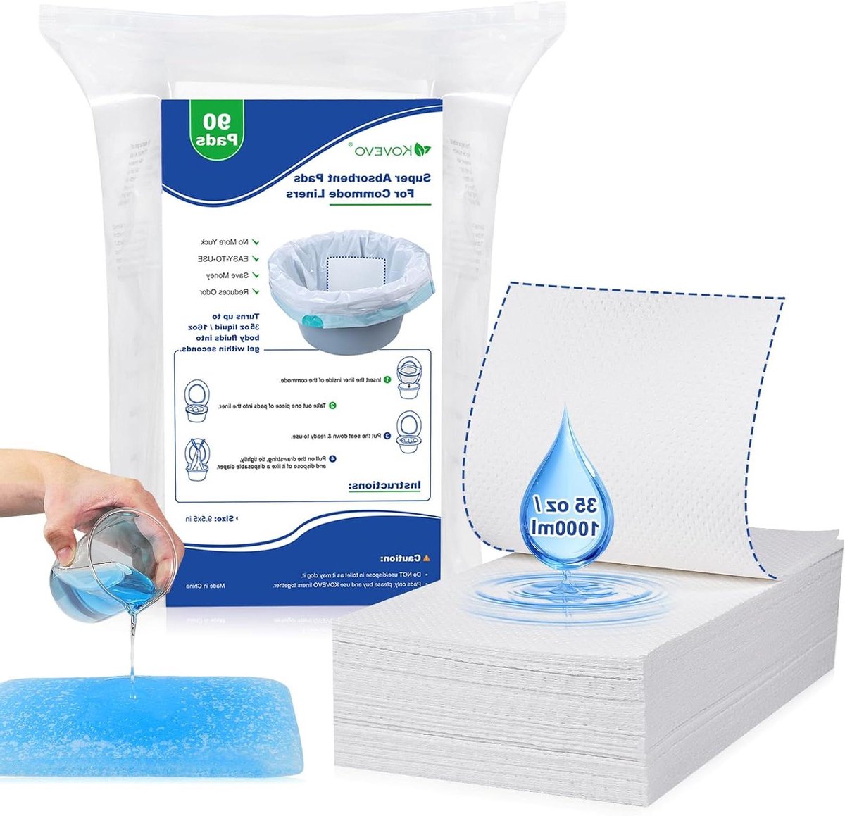 Absorberende Pads - Vochtige Plekken - Hygiënisch Werken - Snelle Vochtbinding - 90 Stuks - Wit