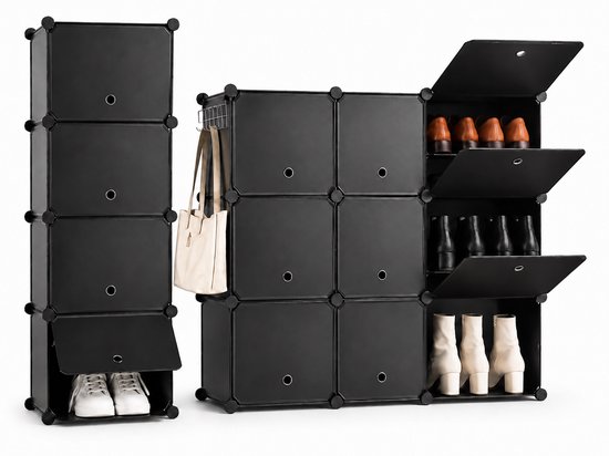 Armoire à chaussures Vivid Green - Étagère à chaussures - 24 paires de Chaussures pour femmes - Zwart