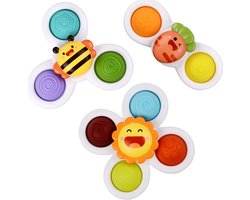 Rieba® Badspeelgoed Spinners met Zuignap - 3 stuks - Badspinner Kind - Fidget Spinner Autoraam - Sensorisch Speelgoed