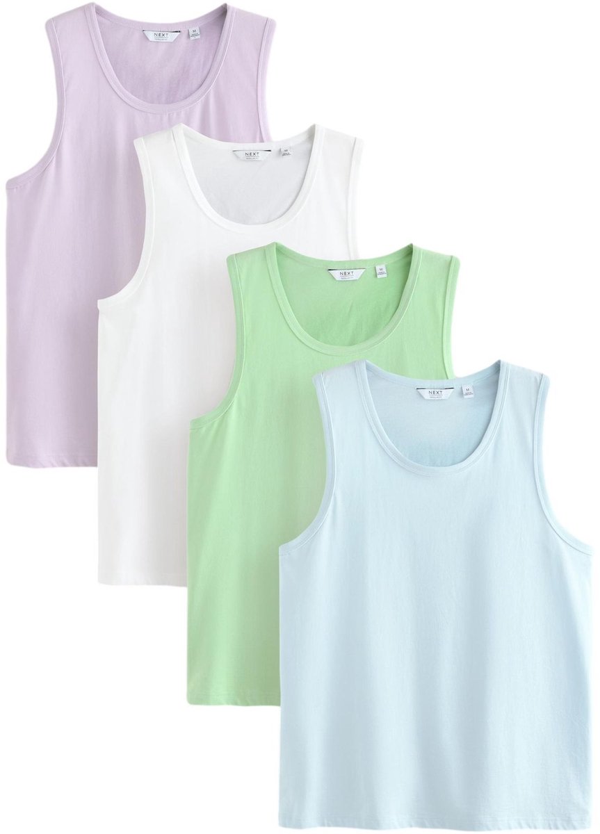 Next - Heren - Set van 4 katoenen hemdjes - Wit