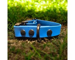 Halsband | Biothane | Kunstleder | Blauw | Verstelbaar 28-33cm halsomtrek | WoefWaf
