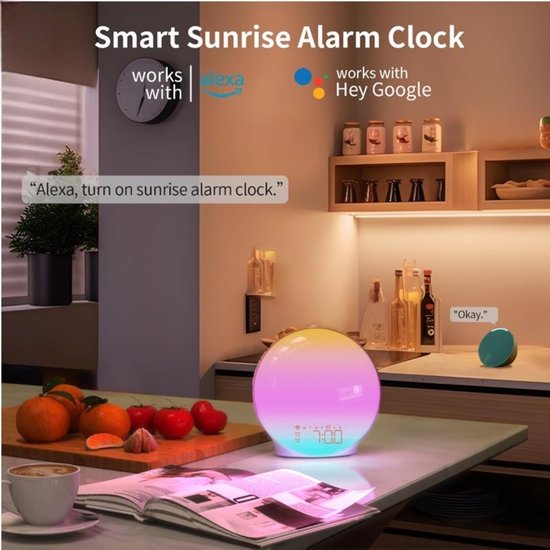 Wekker Wake Up Light - Zonsopgang Simulatie - Rustig Wakker Worden - Dubbel Alarm FM Radio - 30 Minuten - Standaard — afbeelding 2
