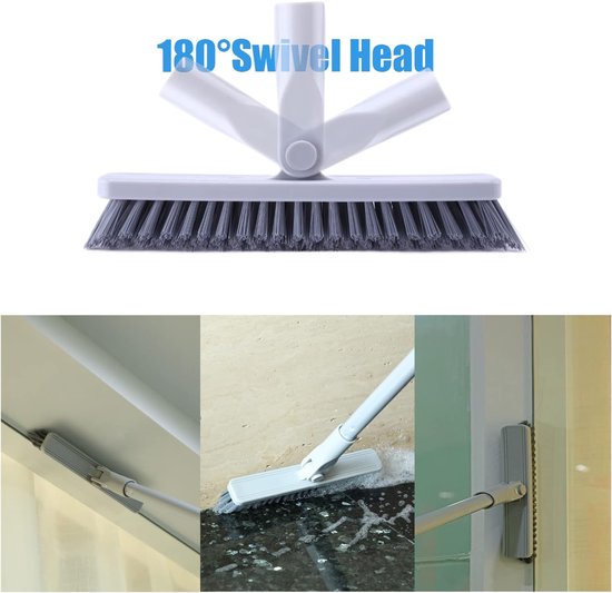 Voegenborstel Lange steel - Grout reiniger - Vloeren Schoonmaken - 180° Draaibare kop - Verstelbaar tot 132 cm - Blauw — afbeelding 3