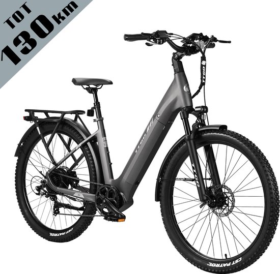 TTGO Z3 Elektrische Fiets – 27.5 Inch Stadsfiets – 720Wh Accu – Achterwielmotor – Actieradius tot 130 km – Shimano 7 Versnellingen – Hydraulische Schijfremmen –Grijs