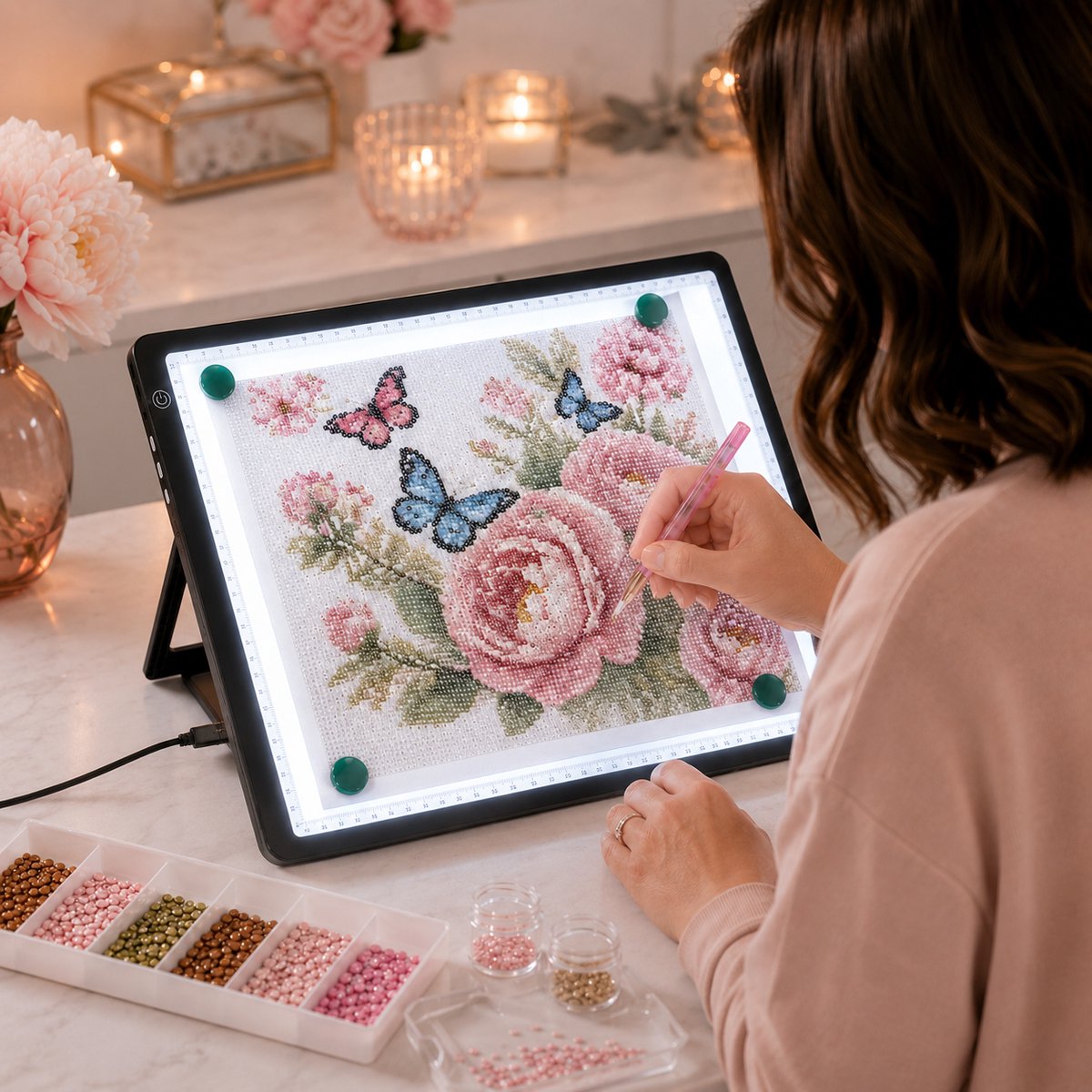 A3 Lightpad Lichtbak Diamond Painting Volwassenen | Oplaadbaar Magnetisch | All Smiles Premium Tekenbord | 2026 MODEL | Tekenen Schetsen Hobby — afbeelding 6