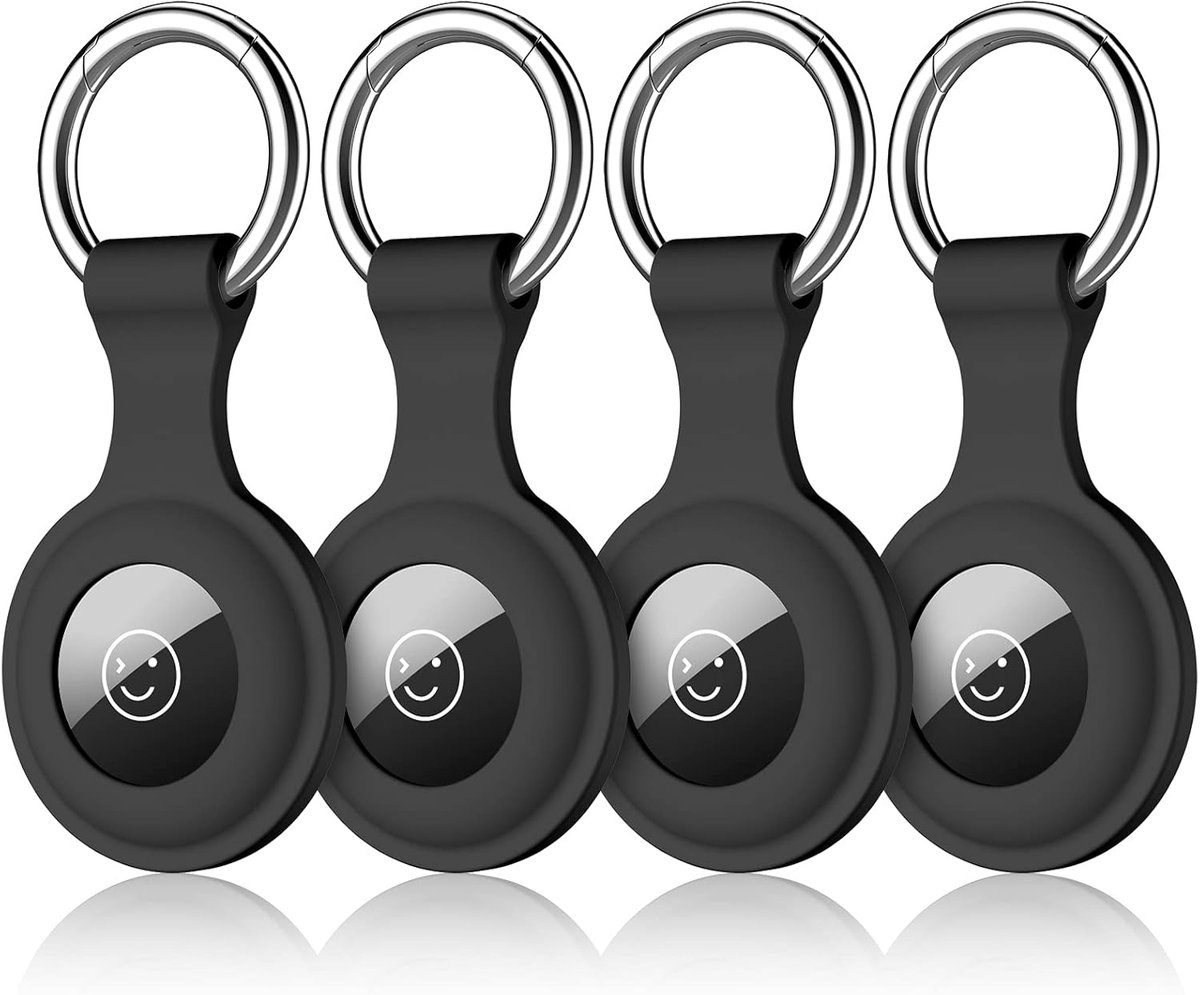 Sleutelhanger met Karabijnhaak - Airtag-sleutelhanger - Keychain met Sleutelring - Geschikt voor Autosleutel , Fiets en tassen - Duurzaam en Stijlvol - Airtag case - 4 Stucks - Zwart + Roze + Lila + Dennengroen - van Imperatoris