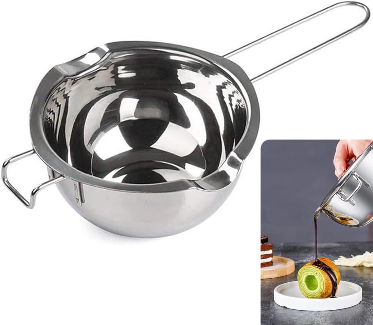 kaarsen maken- Smeltpan - Chocoladesmeltkroes - Waterbadsmeltkom - Chocoladesmeltkroes van 600 ml - Grote smeltpan voor het smelten van chocolade - suiker - boter - kaas en karamelkaarsen