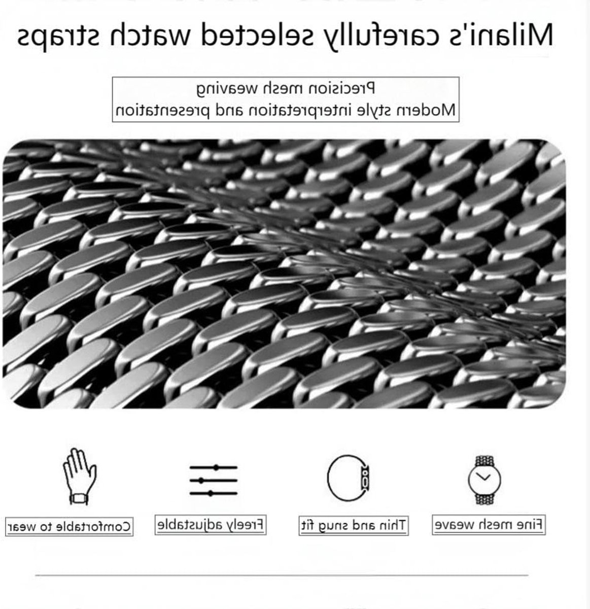 Verstelbare Roze Gouden Magnetische Armband voor 18 mm Smartwatches, Geschikt voor Huawei, Honor en OPPO, RVS Kwaliteit en Comfort