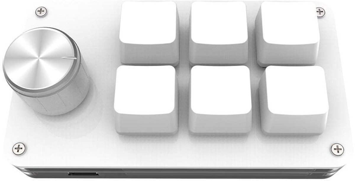 Minitoetsenbord met 6 toetsen, programmeerbare toetsen, aanpasbare sneltoetsen, mechanisch USB-toetsenbord - wit