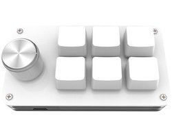 Minitoetsenbord met 6 toetsen, programmeerbare toetsen, aanpasbare sneltoetsen, mechanisch USB-toetsenbord - wit