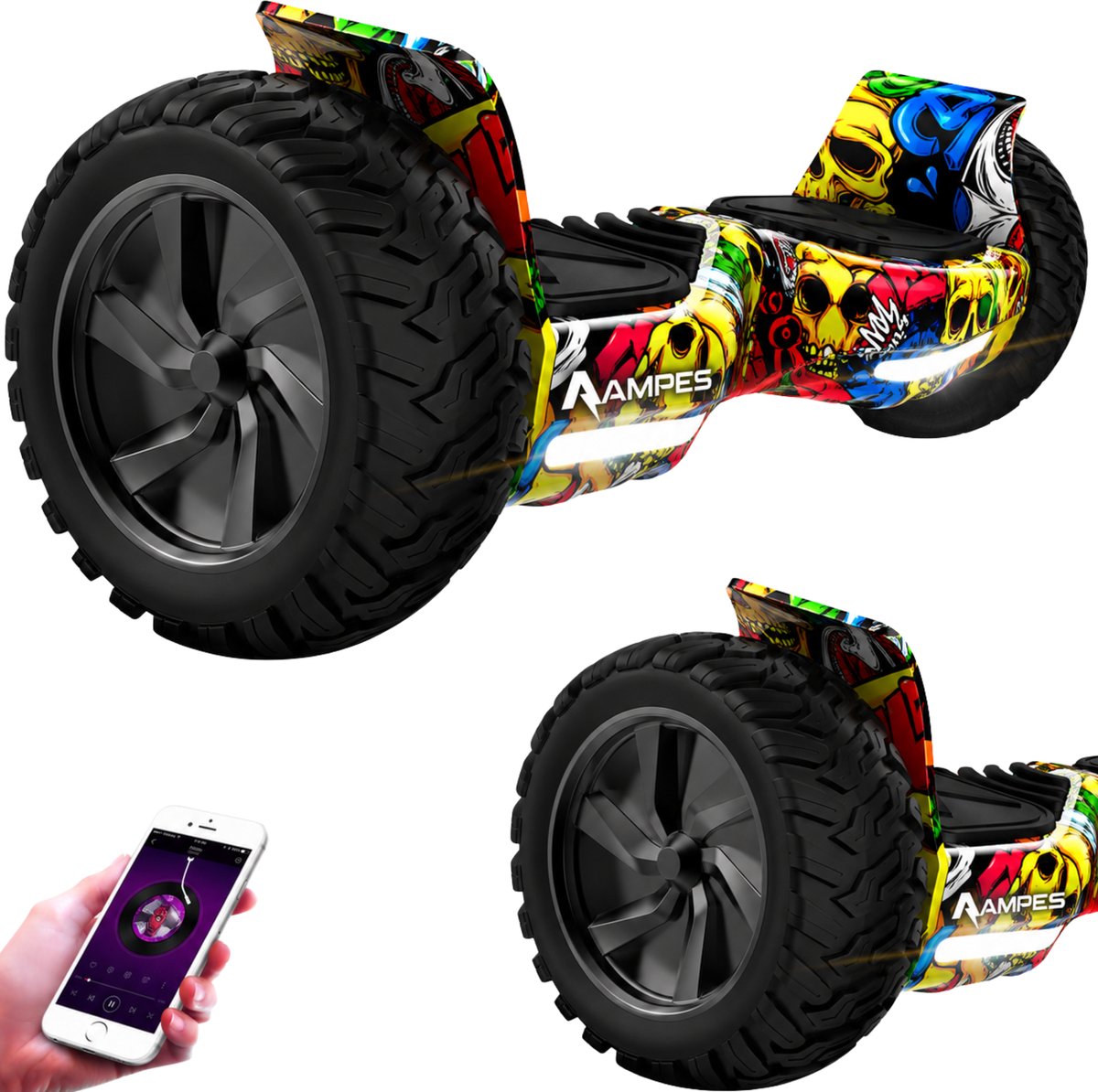Bol.com Ampes Hoverboard - Off Road Hoverboard - Bluetooth Speaker - 36V 4.0 Ah Accu - Oxboard - 15 km/h - UL2272 Gecertificeerd... aanbieding