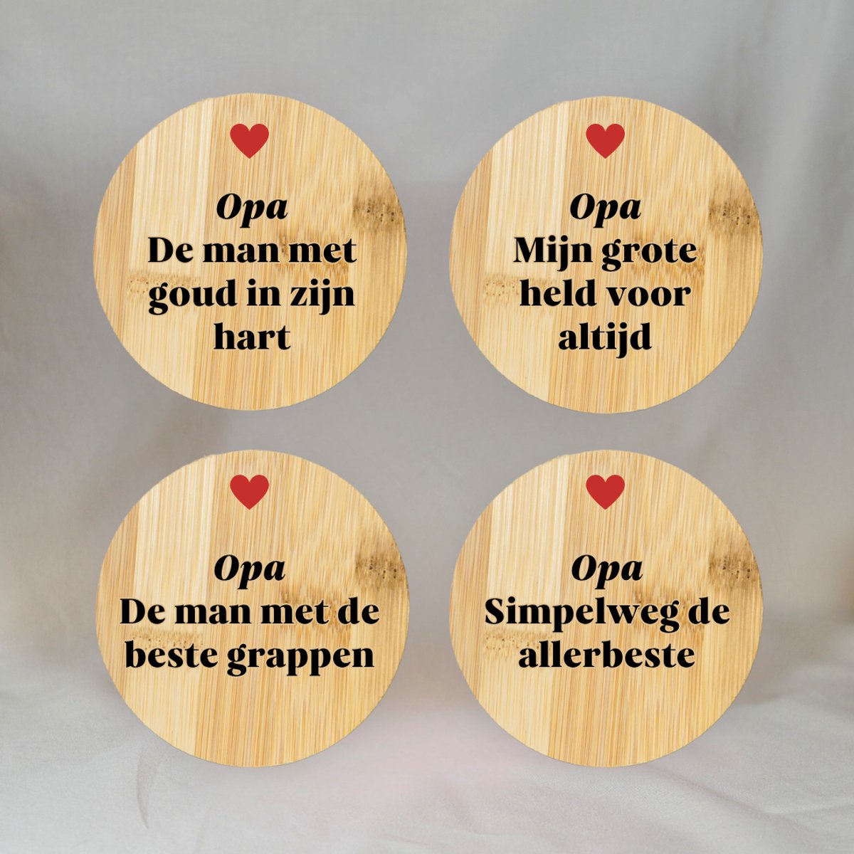 Opa Cadeau – Houten Onderzetters Set van 4 – Cadeautje voor Opa – Opa Cadeau Verjaardag – Opa Cadeautjes – Houten Onderzetters