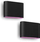 Philips Hue Dymera Wandlamp voor Buiten Up & Down (Zwart) - 2 stuks - Wit en Gekleurd Licht - Hue White and Color Ambiance