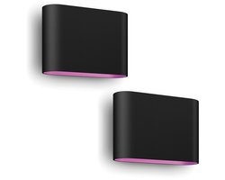 Philips Hue Dymera Wandlamp voor Buiten Up & Down (Zwart) – 2 stuks – Wit en Gekleurd Licht – Hue White and Color Ambiance