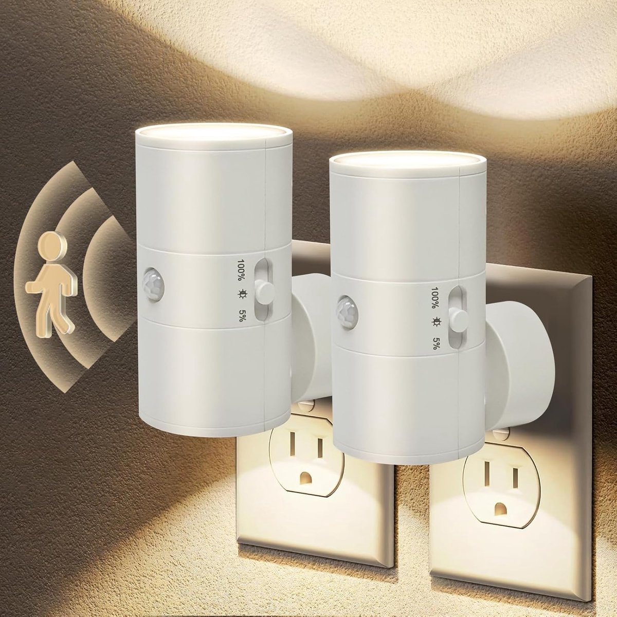 KZQ 2 Stuks Bewegingssensor Nachtlampje Met Schemersensor - Inbouw Wandlamp Met 30-100lm I