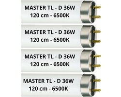 4x TL buizen 120 cm – 36W – 865 Koel wit 6500K – originele T8 TL lampen set van 4