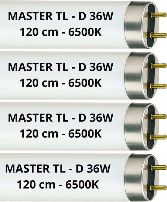 Vier TL-lampen, MASTER TL-D 36W, 120 cm, 6500K.