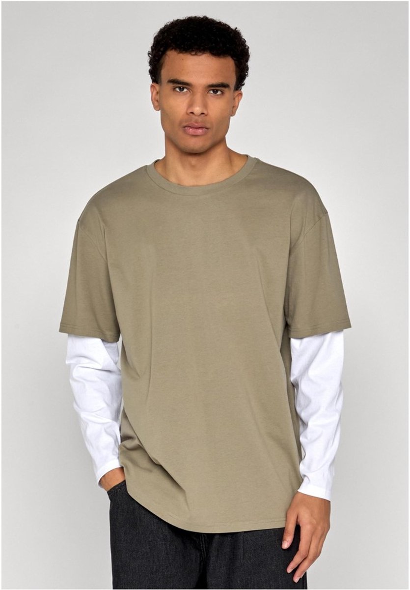 Urban Classics Oversized Shaped Double Layer Longsleeve shirt XL Olijfgroen
