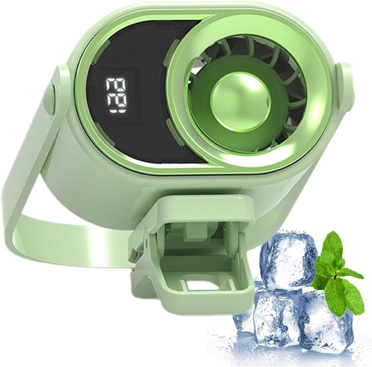 Clip ventilator - Kleine ventilator - Persoonlijke koeling - Digitaal display - 78 x 53 cm - Groen
