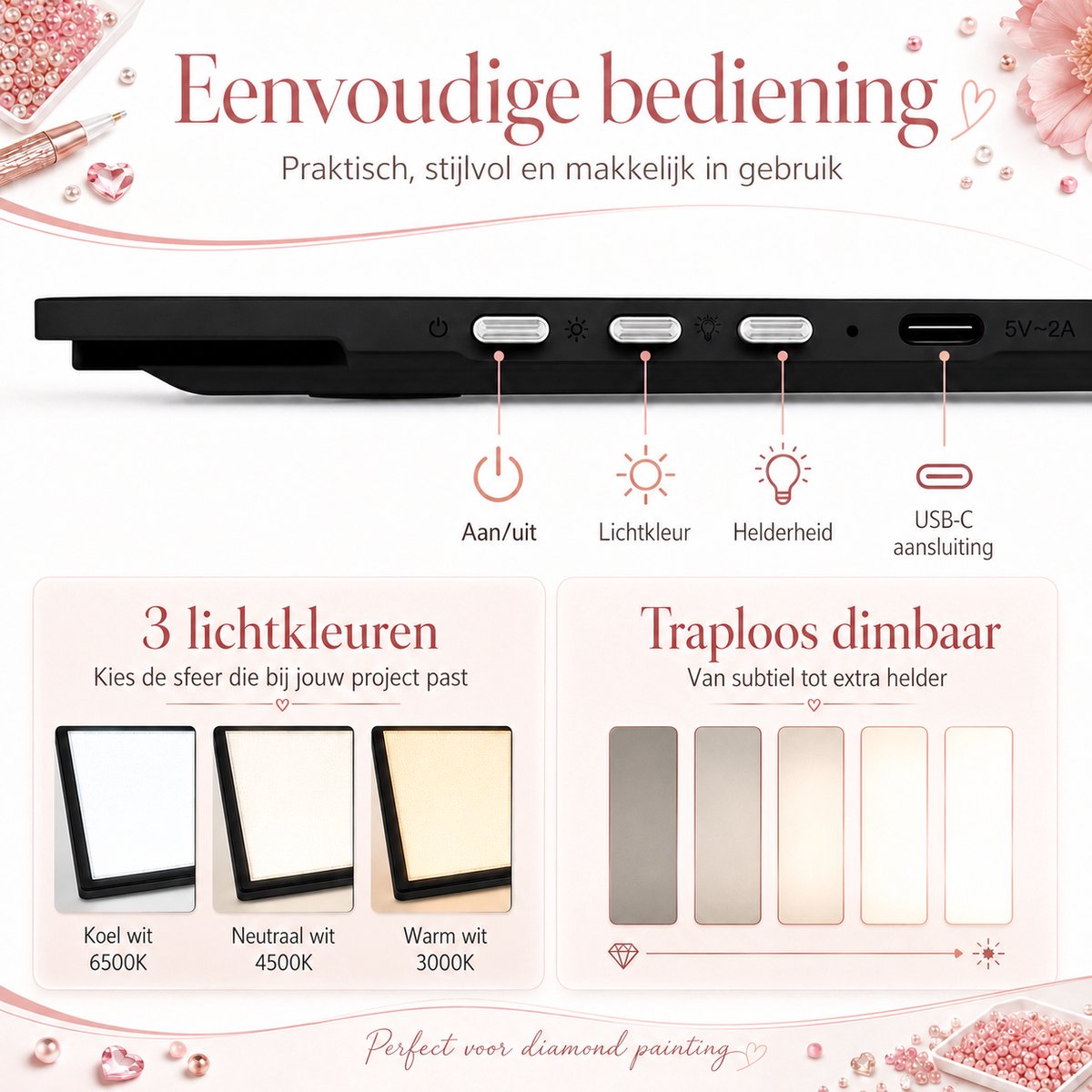 A3 Lightpad Lichtbak Diamond Painting Volwassenen | Oplaadbaar Magnetisch | All Smiles Premium Tekenbord | 2026 MODEL | Tekenen Schetsen Hobby — afbeelding 3