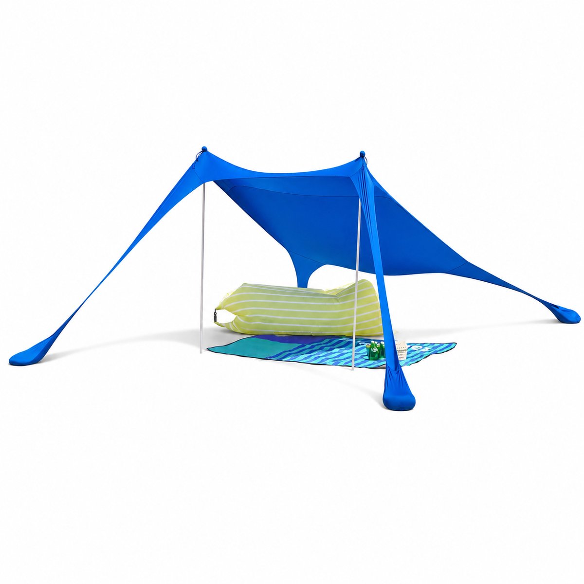 CORE Strandtent - Zon bescherm tent - Open strandtent - Overkapping - Aluminium stangen - 300x300x200cm - 3x3x2m - Azure blauw