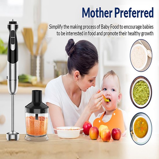 Staafmixer Set - Blender Keukenmachine - Voedsel Bereiden - Roestvrijstalen Behuizing - 800W Motor - Zilver — afbeelding 3