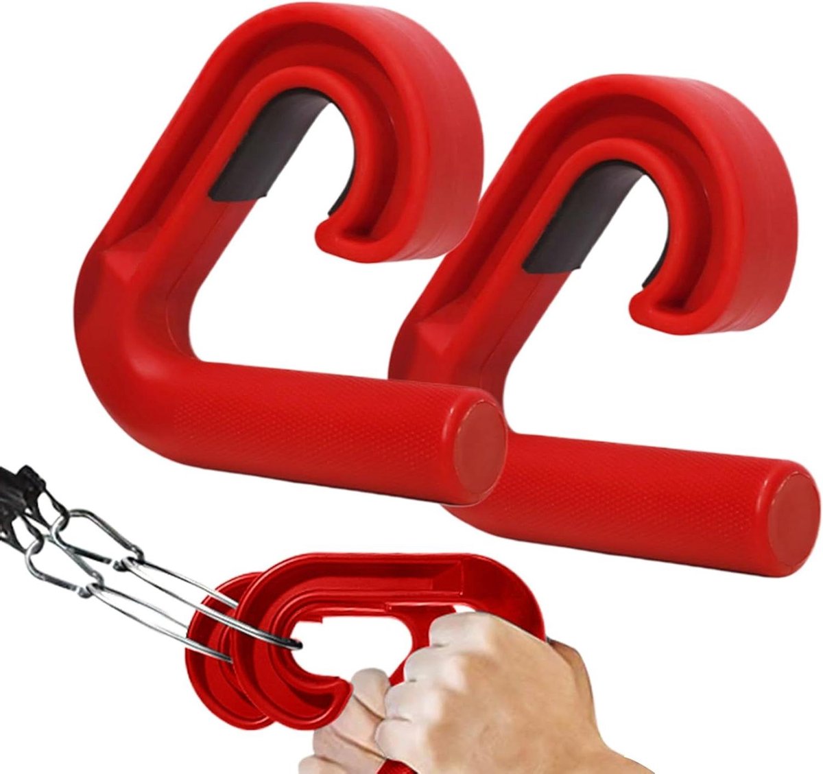 Pull-up Handvatten - Fitness Grepen - Kracht Training - Ergonomisch Ontwerp - 13.2 cm - Rood