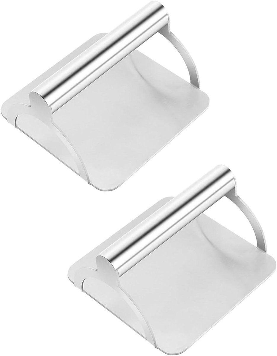 Burger Pers - Vlees Smasher - Hamburgers Maken - Glad Persoppervlak - 14 x 7.4 cm - Zilver