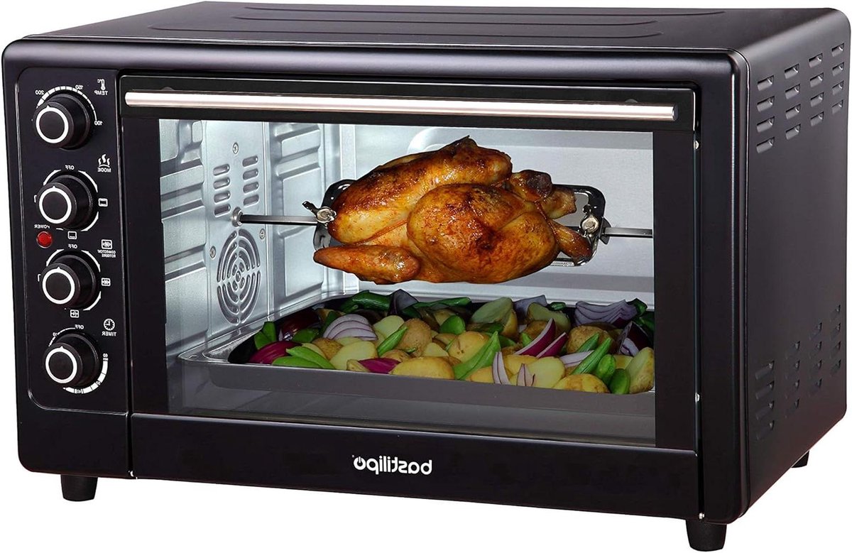 Tafeloven met Convectie - Oven Klein - Recepten Bereiden - Dubbel Veiligheidsglas - 55 liter - Zwart