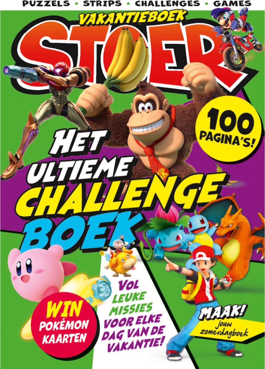 STOER Vakantieboek XXL 2026 - Zomerboek - Doeboek - Games - Challenge Boek - Puzzels - Strips - Challenges - Pokemon - voor Kinderen - Vakantie - Tekenen - Schrijven - Zomerdagboek - Invulboek - DIY - Invullen - Jongens Speelgoed - Cadeau Jongen