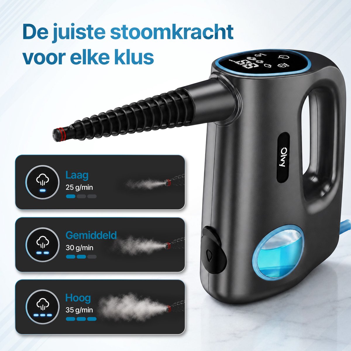 Olvy 14-in-1 Stoomreiniger - Dweilfunctie - Touchscreen - 125° Stoom – Mop - Tapijtreiniger – Vlekkenreiniger – Zetelreiniger - Handstoomreiniger – 5M Snoer — cadeau in Cadeau-ideeën - foto 3