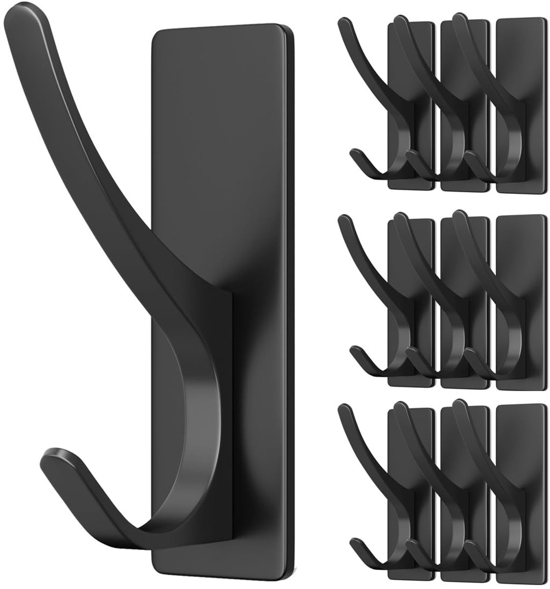 OmGoods - Dailygoody - Stokhaken - Zelfklevende Haken - Zwart - Kapstok Haken - Voor Badkamer en Keuken - Ideaal voor Handdoeken, Jassen en Sleutels