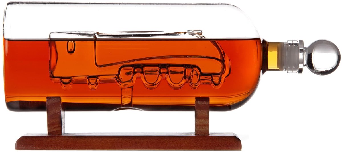 OmGoods - Dailygoody - Bar Originale Trein in een Fles - Unieke Karaf - 750 Milliliter - Bovenstaande Drankdisplays - Perfect voor Treinliefhebbers - Transparant