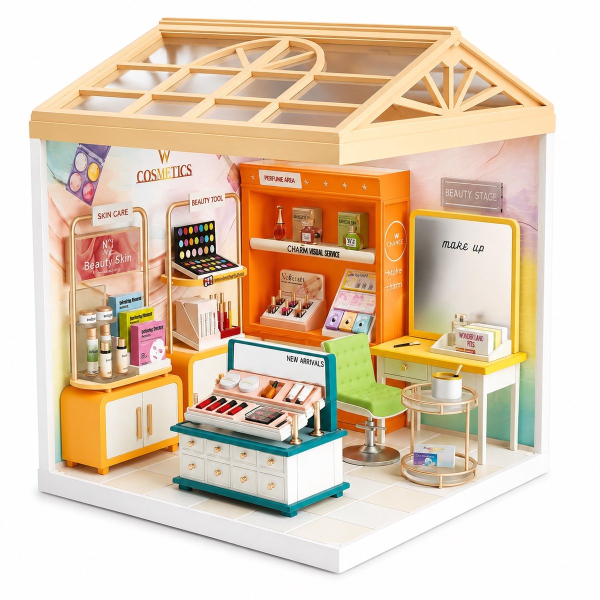 Dreamy miniatuurhuisje Beauty Salon met ledlamp 151 onderdelen DIY Modelbouw Knutselen