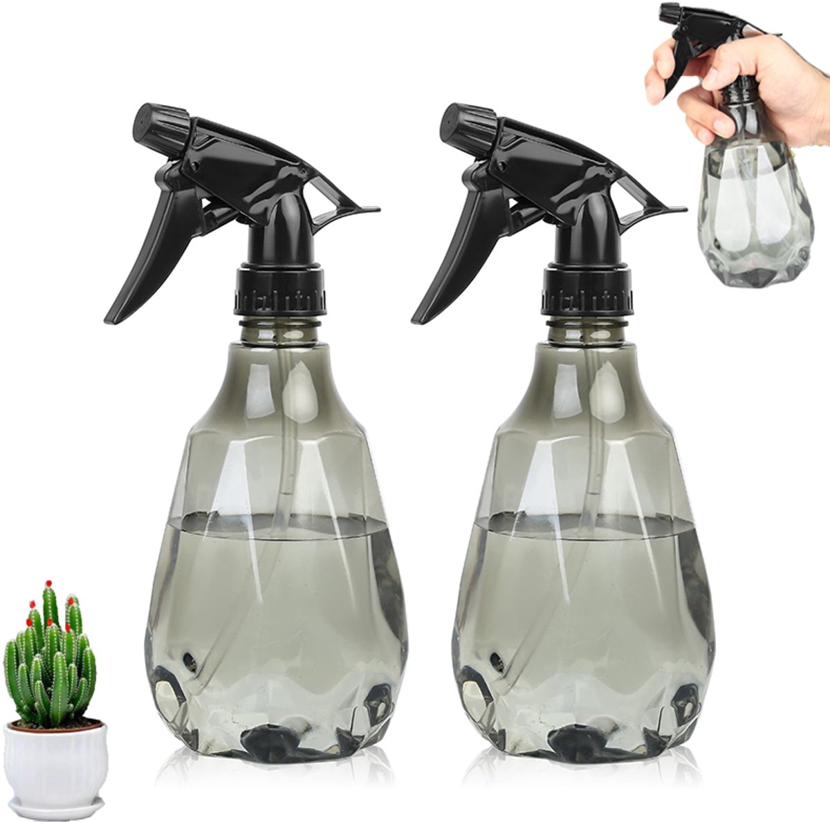 2 stuks - Gieters voor binnen - gieter binnen - plantenspuit - drukspuit - waterverstuiver - plantensproeier - plantenspuit drukspuit - plantenspuit binnen - Tuinspuit - grijs - Voor het besproeien van tuinplanten