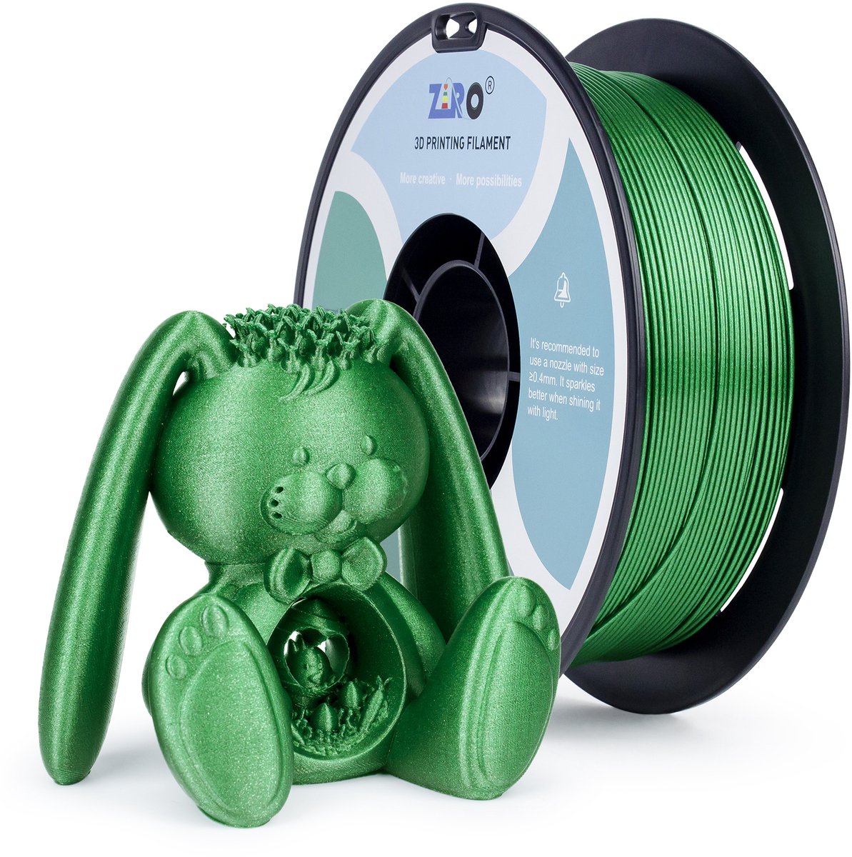 ZIRO Diamond PLA Filament 1.75mm – 1KG – Emerald Green Glitter – Sparkle 3D Printer Filament