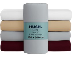 HUSH Living Hoeslaken 100% katoen, 144TC, soepel en ademend - elastiek rondom - 180x200+30cm - lichtgrijs