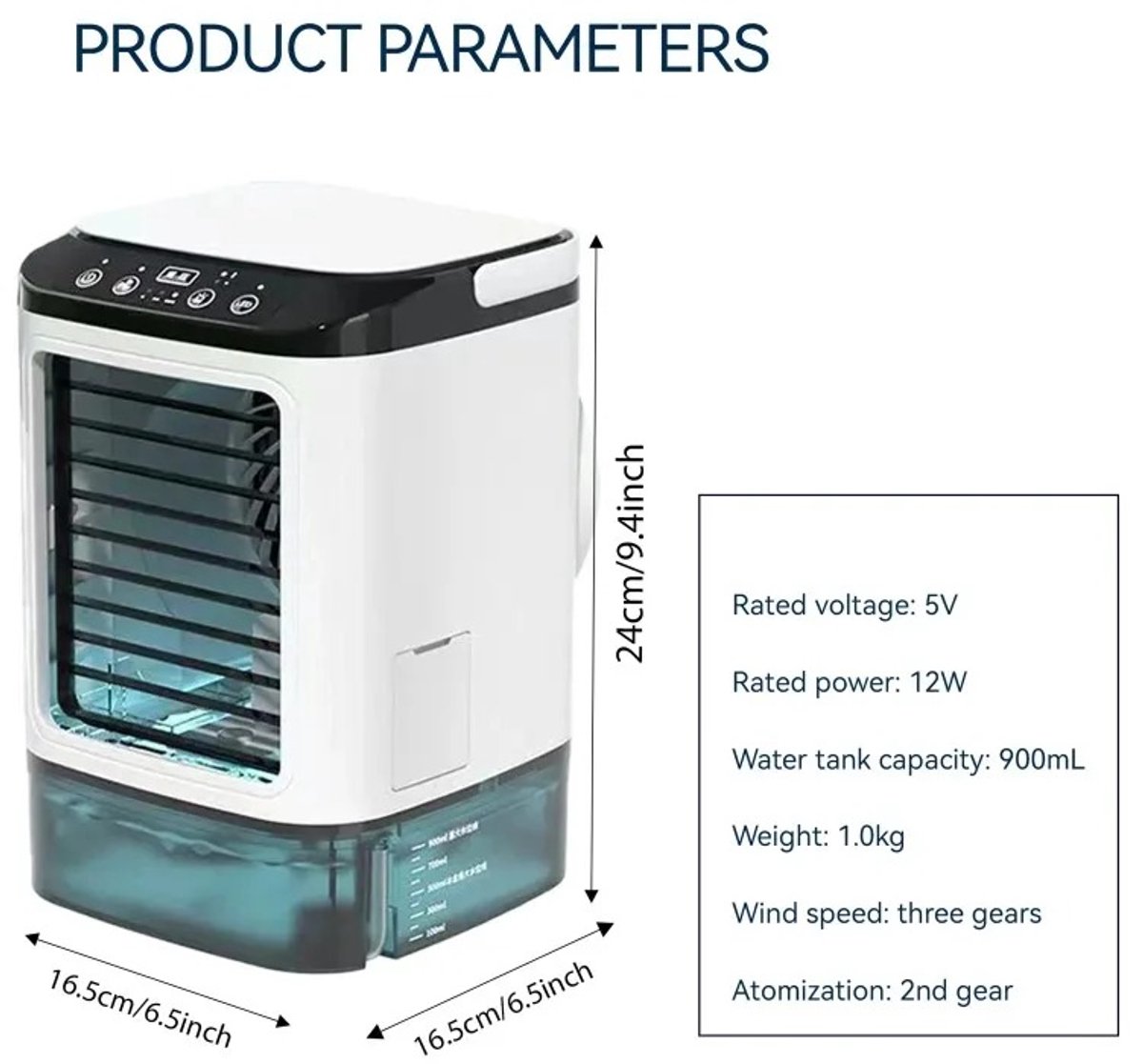 Geargalaxy Luchtkoeler - Bureauventilator met Bevochtiger - USB Aircooler - Koelventilator - Stille Ventilator - 3 Snelheden - Wit