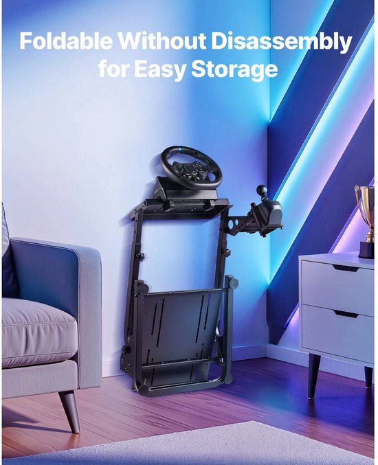 Cherrys Finds - Racestuur Standaard - Inklapbaar - Inklapbaar - Stuurwielstandaard - Wheel Stand - Versnellingspookhouder - Voor Logitech G27 G25 G29 Gaming - Pedalen Niet Inbegrepen - Zwart van cherrys-finds — afbeelding 5