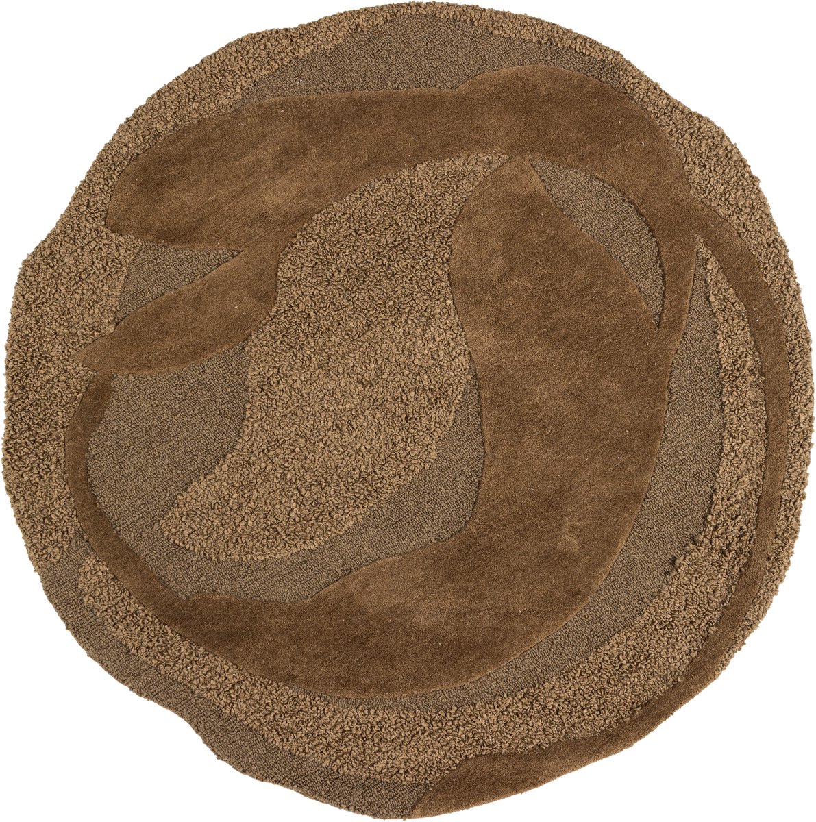 WOOOD Orvi Vloerkleed - Wol/Polyester - Bruin - Ø160 cm