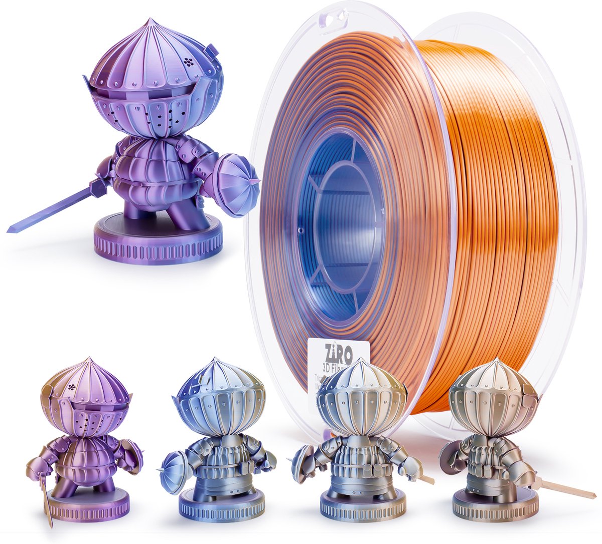 ZIRO Silk PLA Filament 1.75mm – 1KG – Moonlit lake – Mysterieuze Glanzende Avondoverloop – 3D Printer Filament