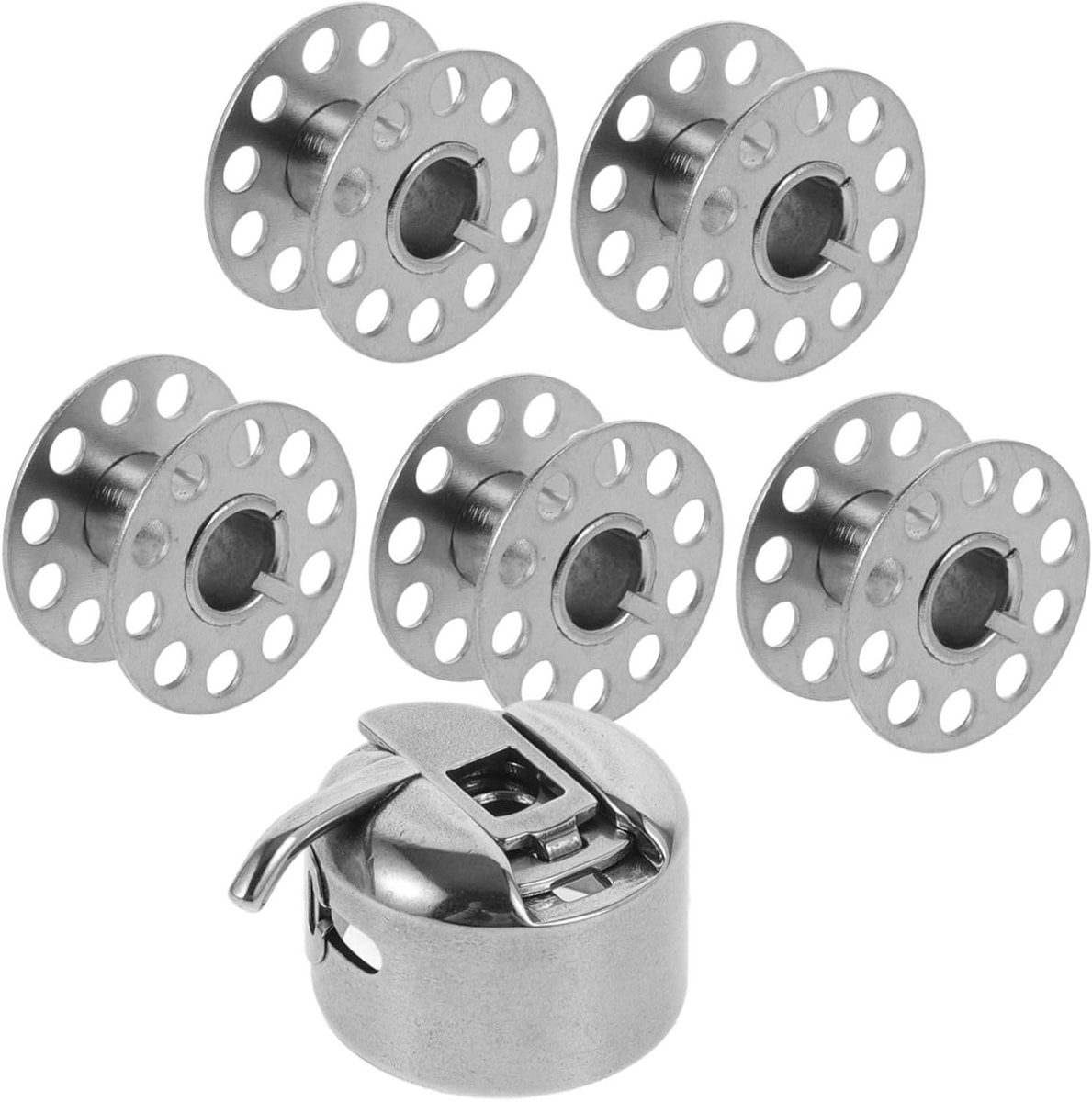 Spoelhuis Naaimachine - Met Spoelen - Naaien Thuis - IJzeren Materiaal - 30x22x15 mm - Zilver