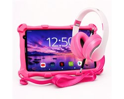 AngelTech Kinderpakket PRO MAX - Kindertablet PRO MAX + Kinderkoptelefoon - Android 15 - Combipakket - Kindertablet Vanaf 3 Jaar – Kinder Tablet – Kids Tablet - Tablet voor Kinderen - Roze