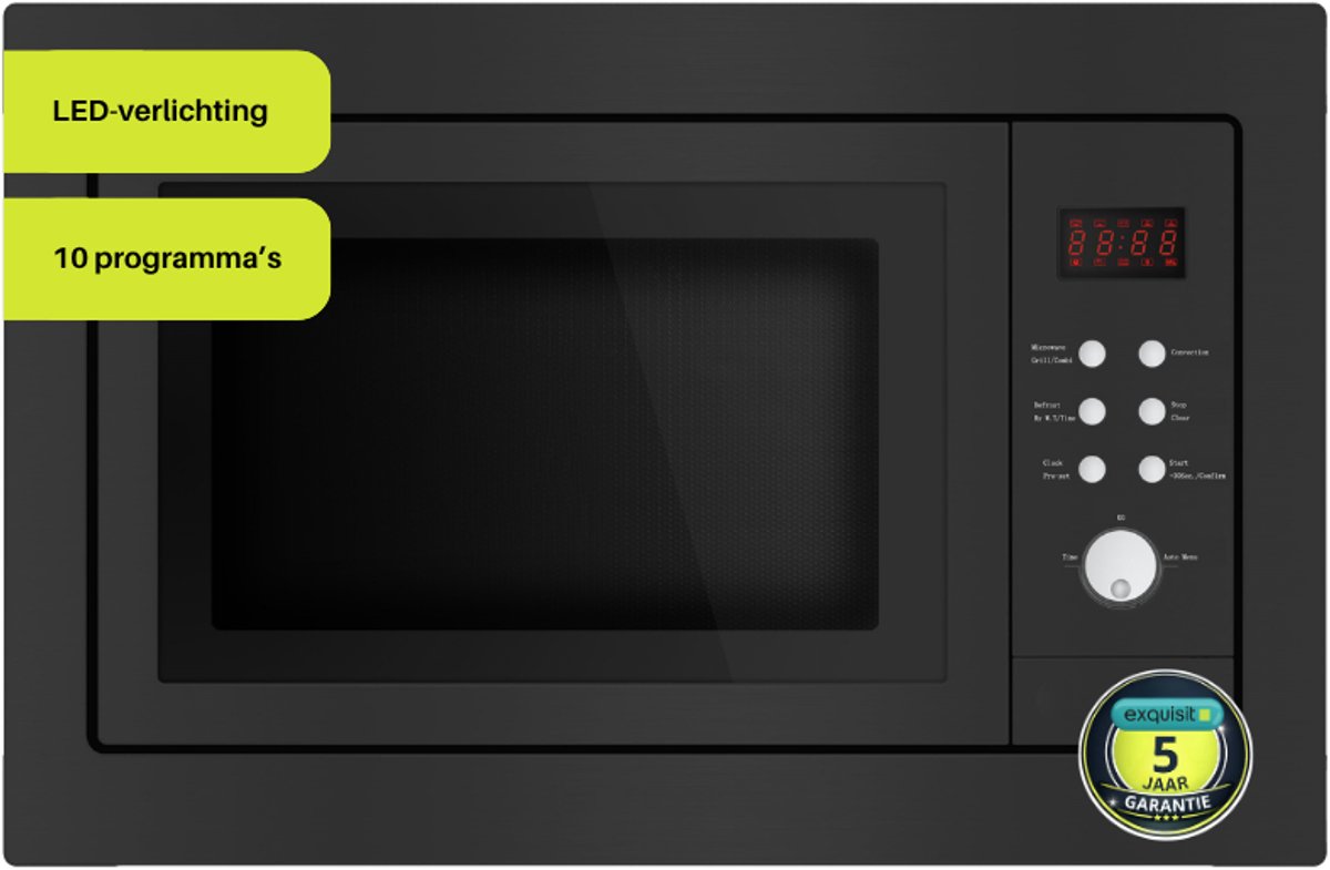 Bol.com Exquisit EMW2546HIBLACK - Combi magnetron - Inbouw - 5 Jaar Garantie - 25 liter - Zwart aanbieding