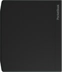 Zwarte PocketBook e-reader hoes met verticale ribbels en grijze rand.