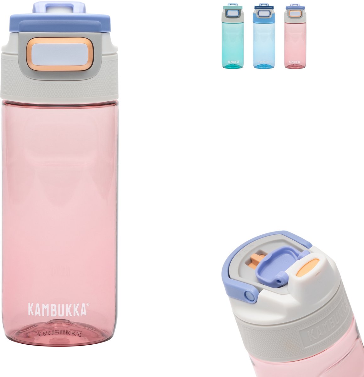 Kambukka Elton drinkfles 500ml - Barely Blush met 3-in-1 lid en makkelijke reiniging