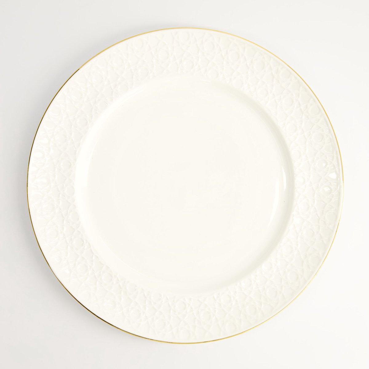 Tokyo Design Studio - Nippon White Gold Rim Bord - Stripe - Wit/Goud - 27 cm