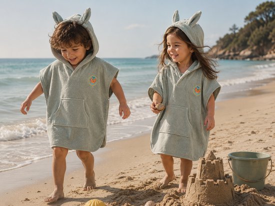 L&G - %100 Katoen Badponcho Kinderen - Surf poncho - Strandponcho kind - Badcape - Badstof Poncho Voor Kinderen - Badponcho Baby - Poncho Handdoek - Badponcho Meisje - 2 tot 4 jaar - 60 cm x 60 cm