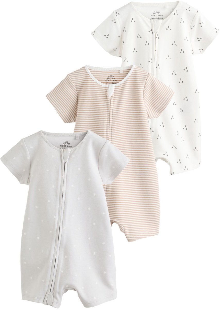 Next - Pasgeboren unisex - Set van 3 babyrompers - Grijs